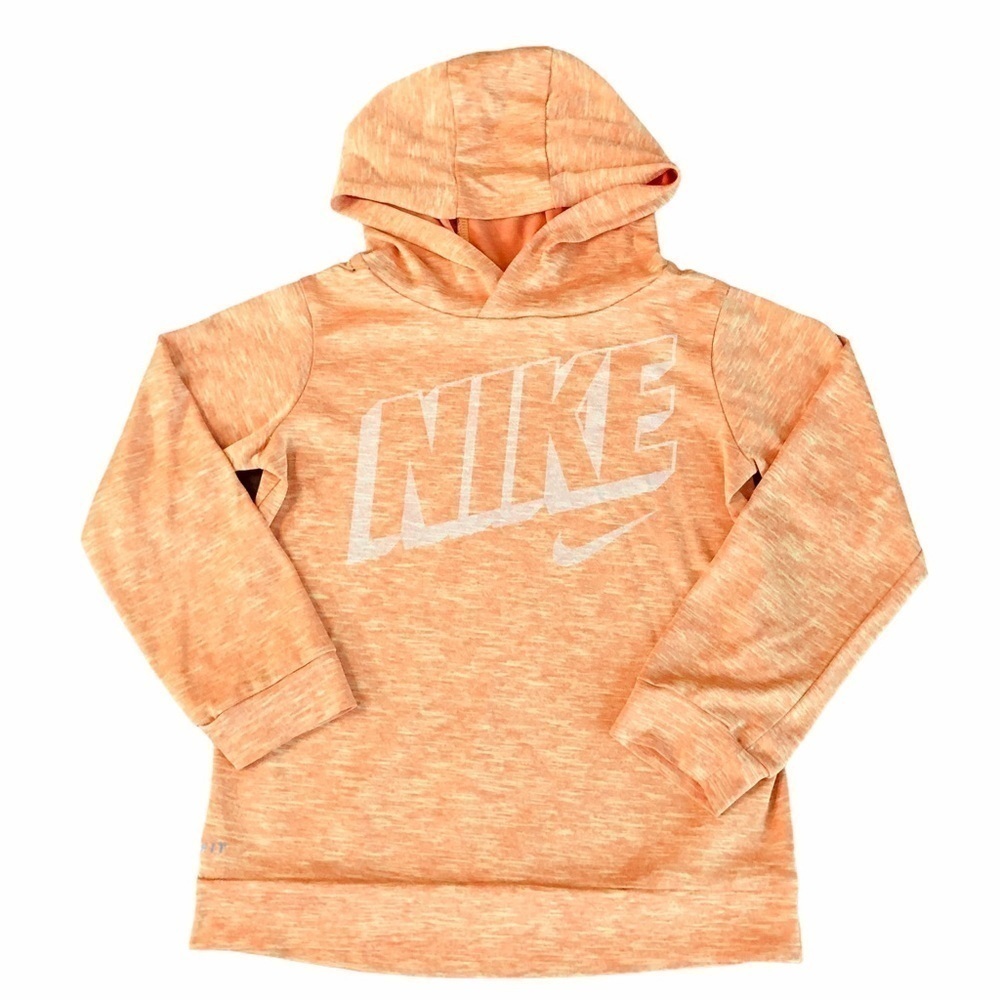 NIKE DRI-FIT -UNISEX PULLOVER ORANGE HOODIE SZ 4-5